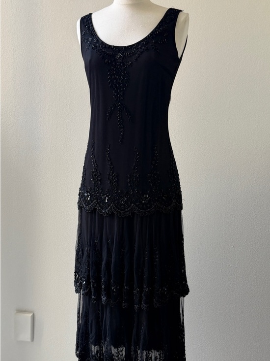 Vintage Dresses & Skirts - Vintage Elegant Black Beaded Sleeveless Dress